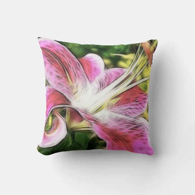 Stargazer Lily Floral Cushion (Front)