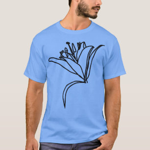 Stargazer Lily Flower Line Drawing T-Shirt