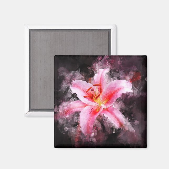 Stargazer Lily flower watercolor - bb 01 Magnet (Front/Back)