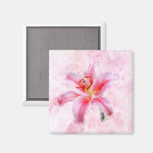 Stargazer Lily flower watercolor - wb 01 Magnet (Front/Back)