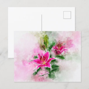 Stargazer Lily flower watercolor - wb 02 Postcard