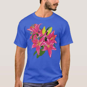 Stargazer Lily Flowers Digital Painting T-Shirt