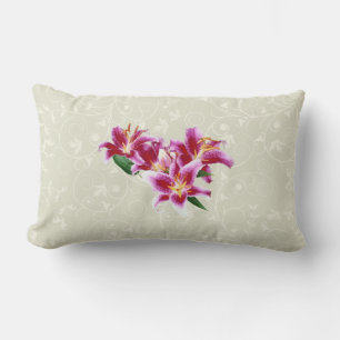 Stargazer Lily Heart Lumbar Cushion