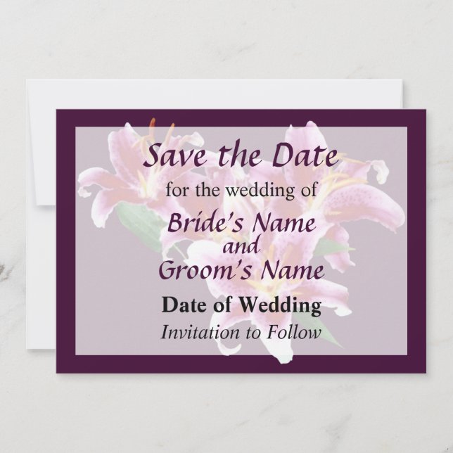 Stargazer Lily Heart Save the Date (Front)