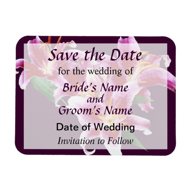 Stargazer Lily Heart Save the Date Magnet (Horizontal)