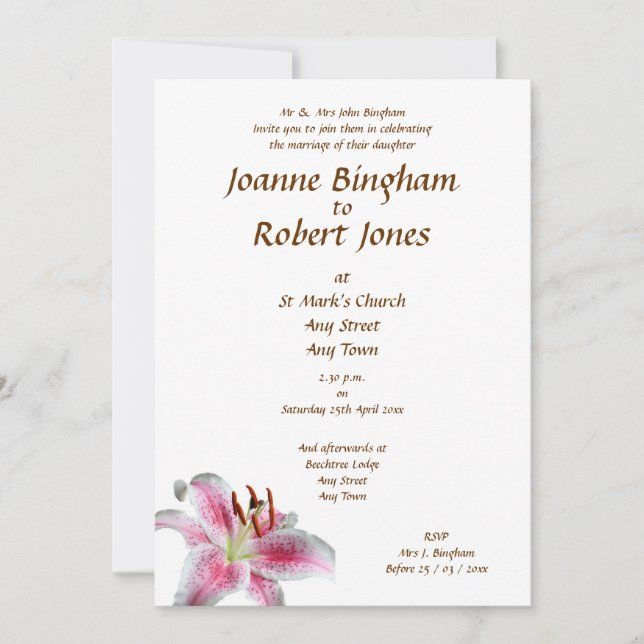 Stargazer Lily Invitation (Front)