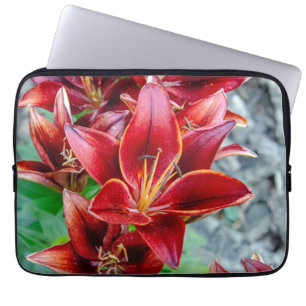 Stargazer Lily, Red Flower Photography Laptop Sleeve