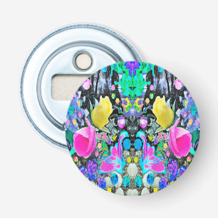 Stargazer Lily, Rose and Pink Hibiscus Collage Bottle Opener