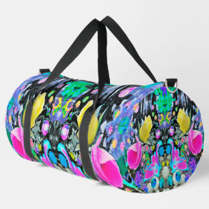 Stargazer Lily, Rose and Pink Hibiscus Collage Duffle Bag