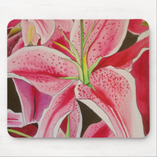 Stargazer pink lily flower mouse pad