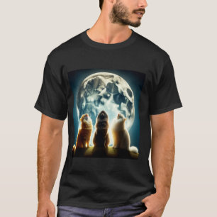 Stargazing Cats with Moon and Stars Night Sky T-Shirt