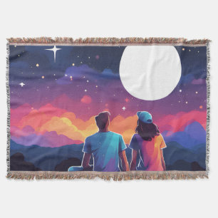 Stargazing Couple Throw Blanket
