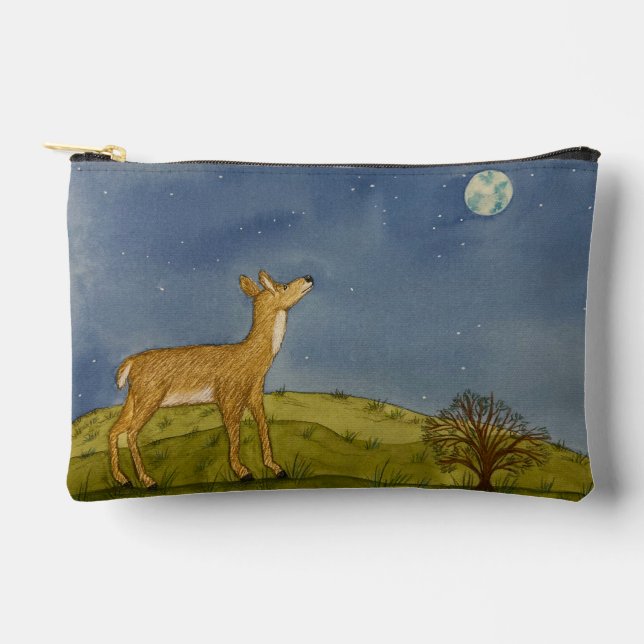 Stargazing Deer Zipper Pouch (Front)