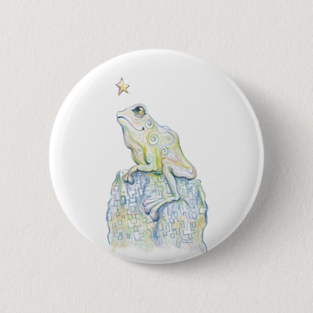 Stargazing Frog 6 Cm Round Badge (Front)