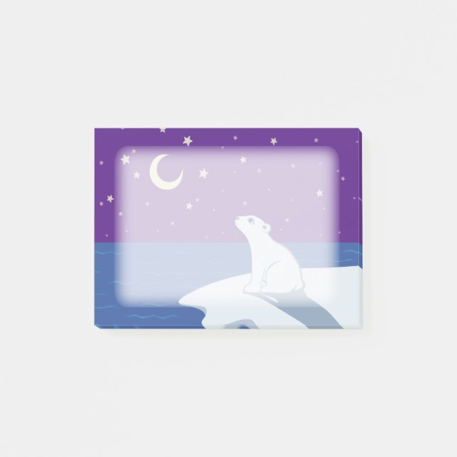 Stargazing Polar Bear Cub Art Post-it Notes (Front)