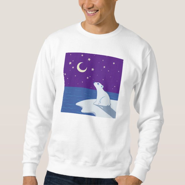 Stargazing Polar Bear Cub Art Sweatshirt (Front)
