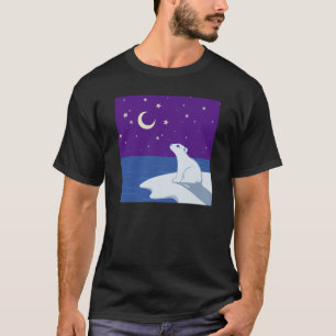 Stargazing Polar Bear Cub Art T-Shirt