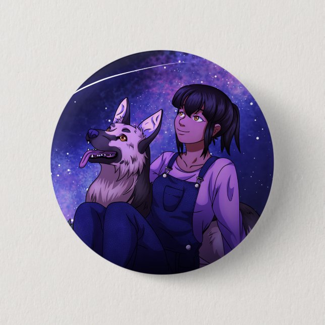 Stargazing with a Dog 6 Cm Round Badge (Front)