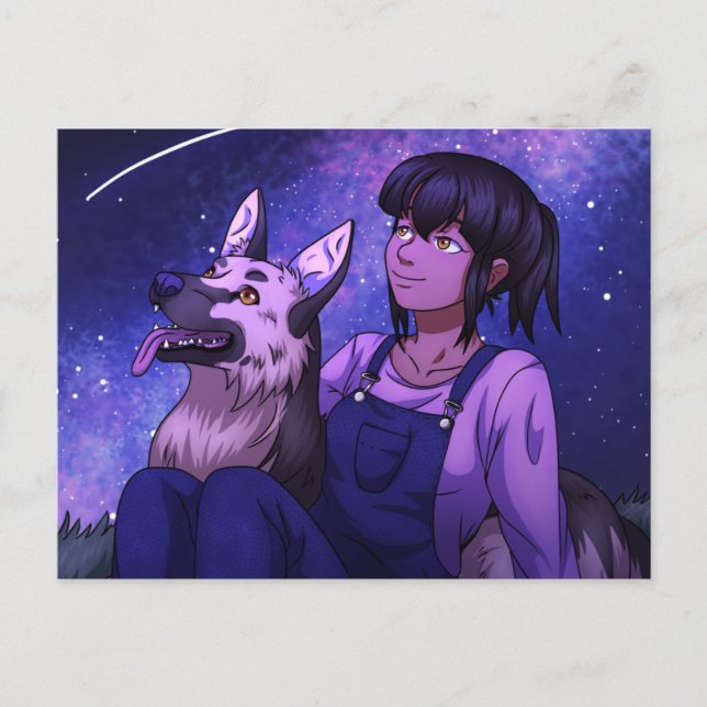Stargazing with a Dog Postcard (Front)