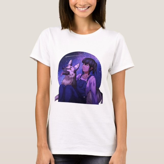 Stargazing with a Dog T-Shirt (Front)