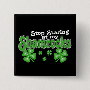 Staring at Shamrocks Button