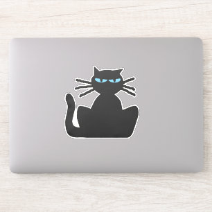 Staring Black Cat with Blue Eyes Contour