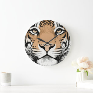 Staring Tiger Face, Tiger Large Clock