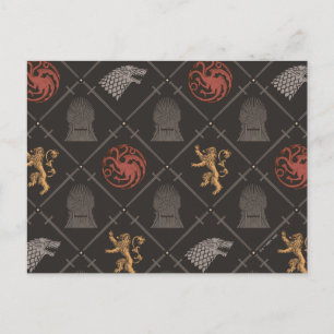 Stark, Lannister, Targaryen, Iron Throne Pattern Postcard