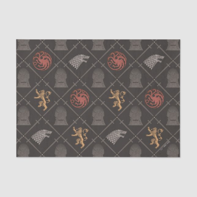 Stark, Lannister, Targaryen, Iron Throne Pattern Tissue Paper (Front)
