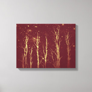 Stark Trees Deep Red Canvas Print
