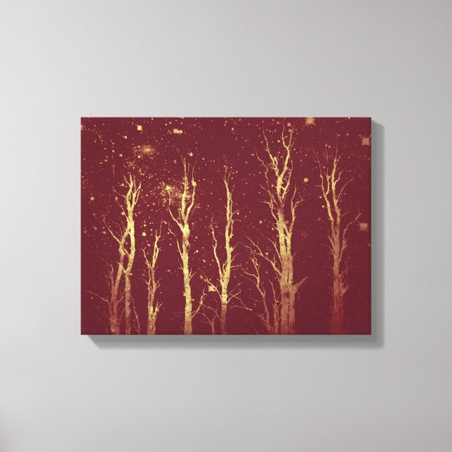 Stark Trees Deep Red Canvas Print (Front)