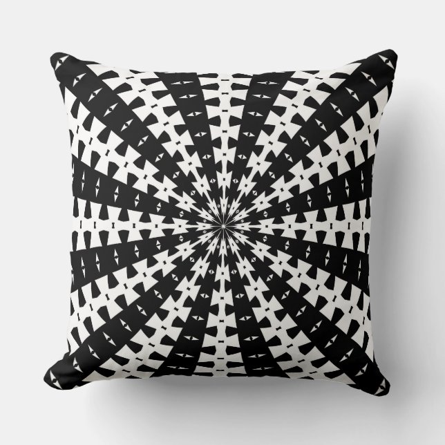 Starlight Beam With Dovetail Pattern White On Blac Cushion (Front)