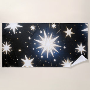 Starlight Bursts ,Radiant Cosmic Pattern Beach Towel
