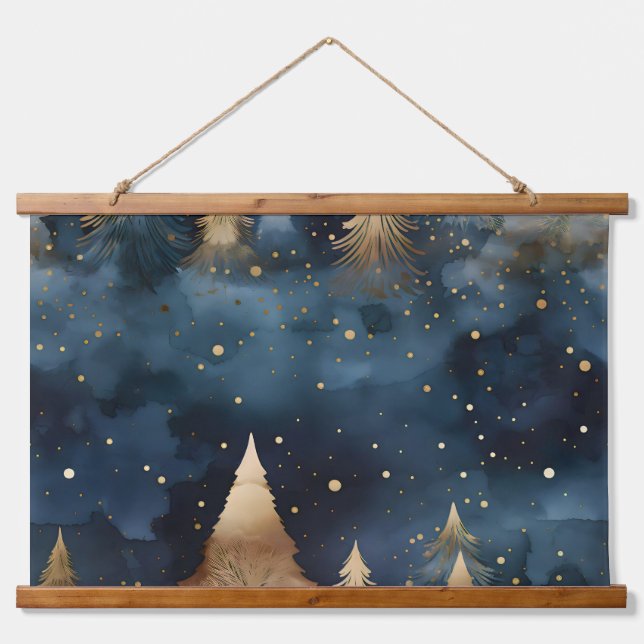 Starlight Evergreen Dreams Botanical Hanging Tapestry (Front)