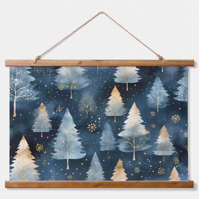Starlight Evergreen Dreams Botanical Hanging Tapestry (Front)