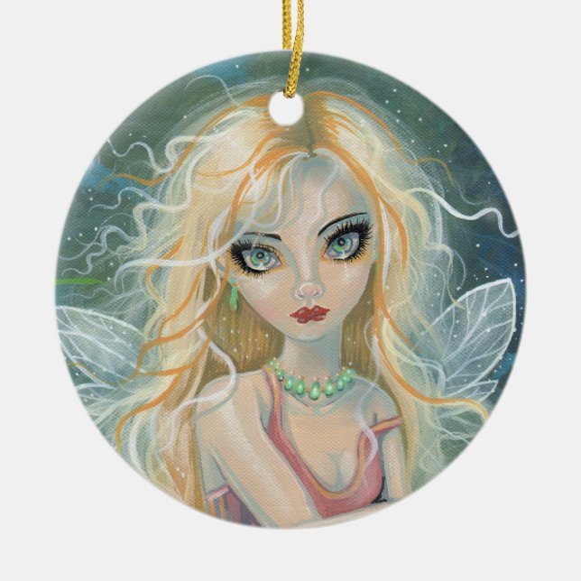 Starlight Fairy Fantasy Art Ceramic Tree Decoration (Front)