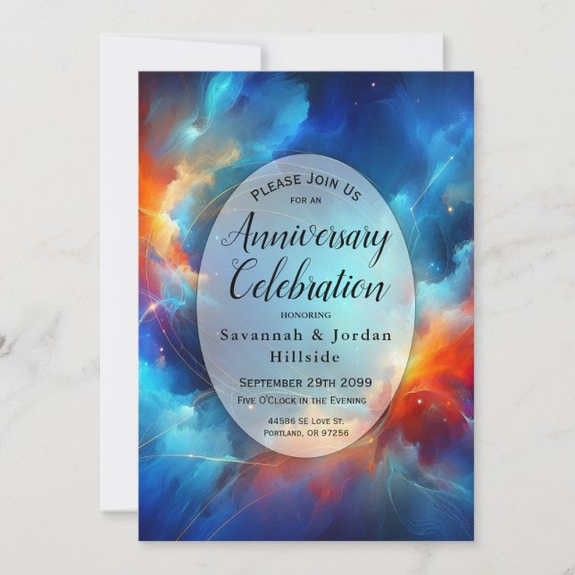 Starlight Fusion of Fire and Ice Anniversary Party Invitation (Front)