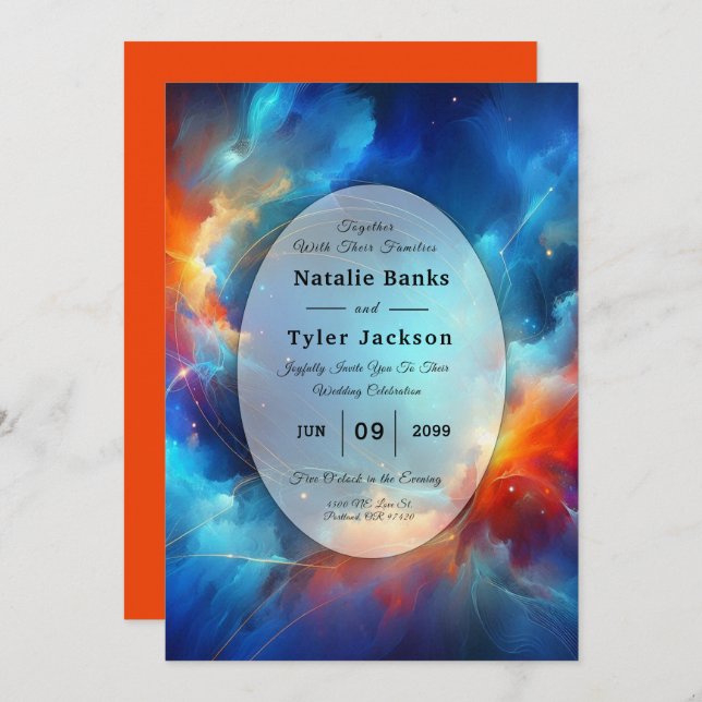 Starlight Fusion of Fire and Ice Wedding Invitation (Front/Back)