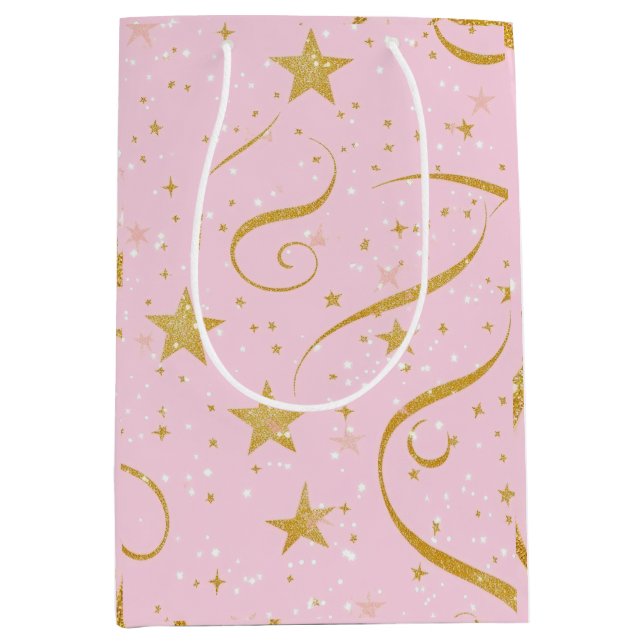 Starlight Gift Bag – Pink & Gold Star Gift Bag (Front)