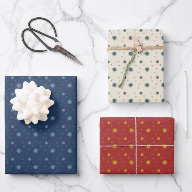 Starlight in three colors wrapping paper set of 3 (Front)