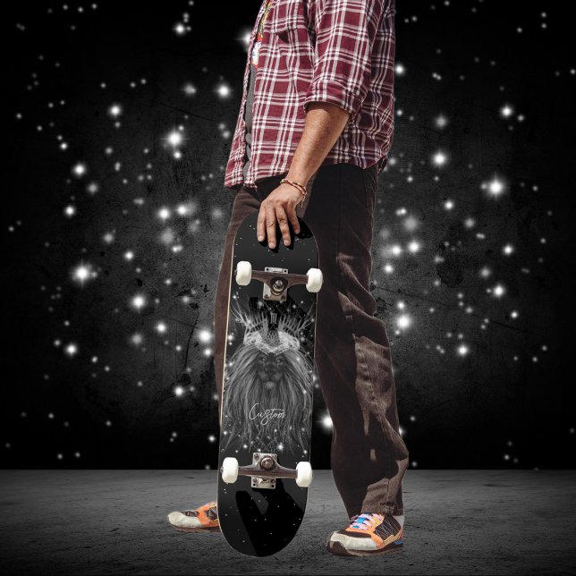 Starlight Lion with Crown Monogram Black Skateboard (Creator Uploaded)
