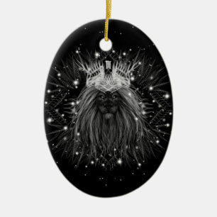 Starlight Lion with Crown Monogram Ceramic Tree Decoration