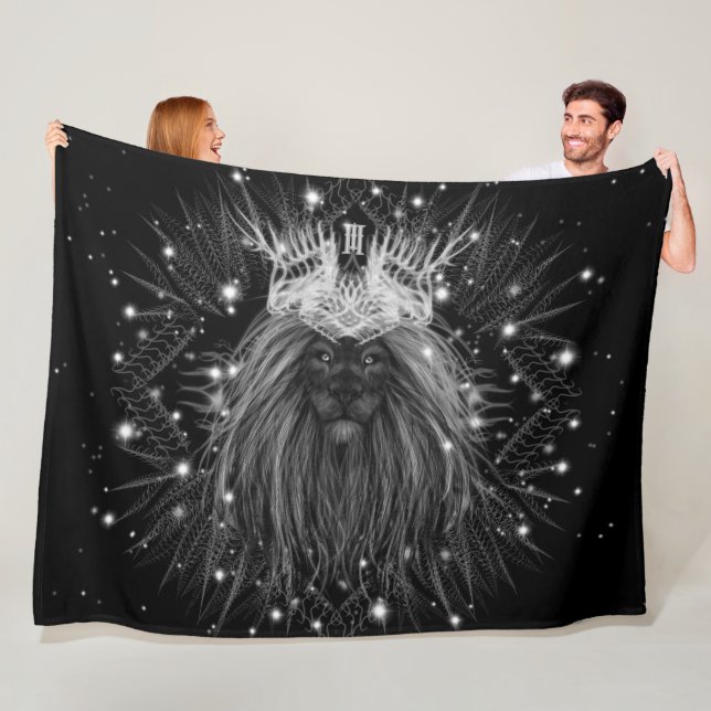 Starlight Lion with Crown Monogram Fleece Blanket (In Situ)
