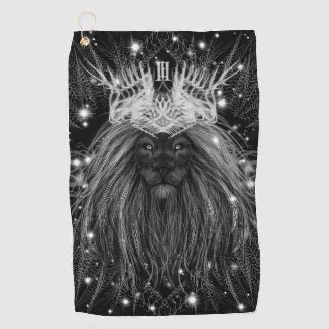 Starlight Lion with Crown Monogram Golf Towel (Front)