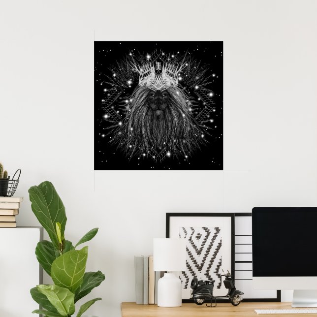 Starlight Lion with Crown Monogram Poster (Home Office)