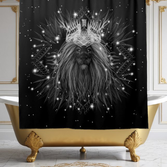 Starlight Lion with Crown Monogram Shower Curtain (Creator Uploaded)