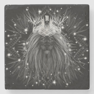 Starlight Lion with Crown Monogram Stone Coaster