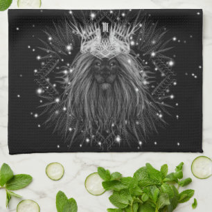 Starlight Lion with Crown Monogram Tea Towel