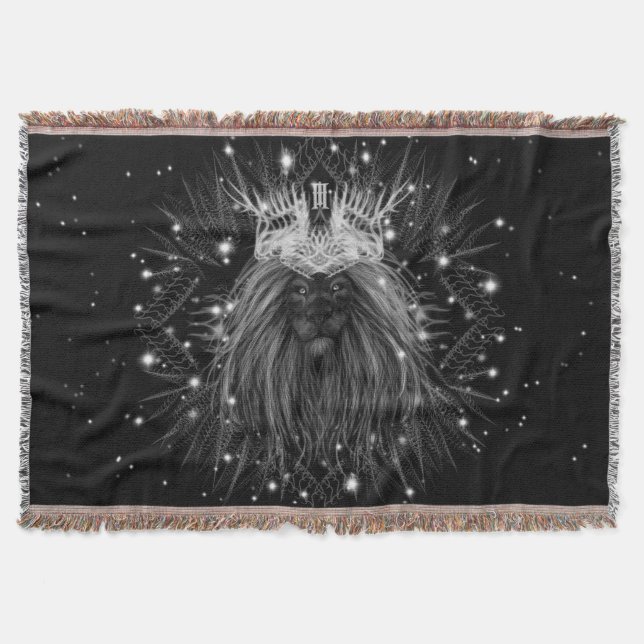 Starlight Lion with Crown Monogram Throw Blanket (Front)