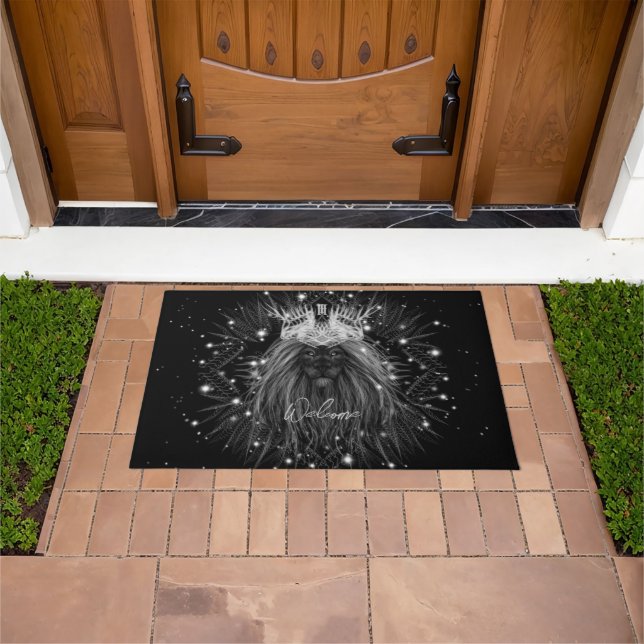 Starlight Lion with Crown Monogram Welcome Doormat (Outdoor)